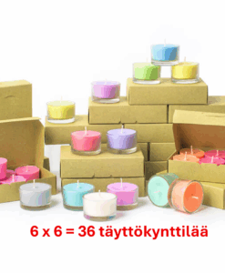 Soijakynttilän täyttöpakkaus (6x6 kpl) tarjoushintaan. S-koko.