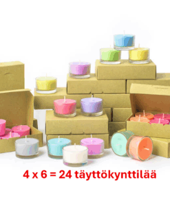 Soijakynttilän täyttöpakkaus (4x6 kpl) tarjoushintaan. S-koko.